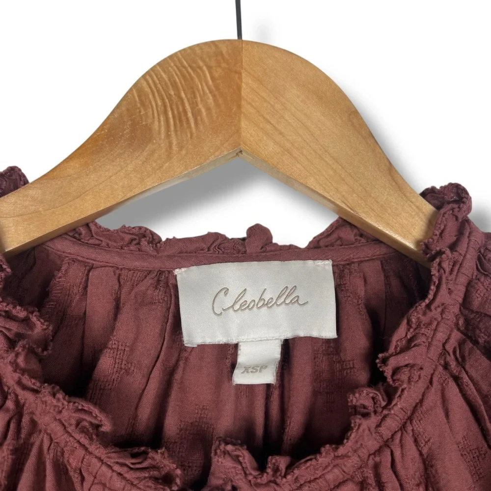 Anthropologie Cleobella Antonia Blouse Romantic Cottagecore XSP Sienna Brown - Picture 7 of 10